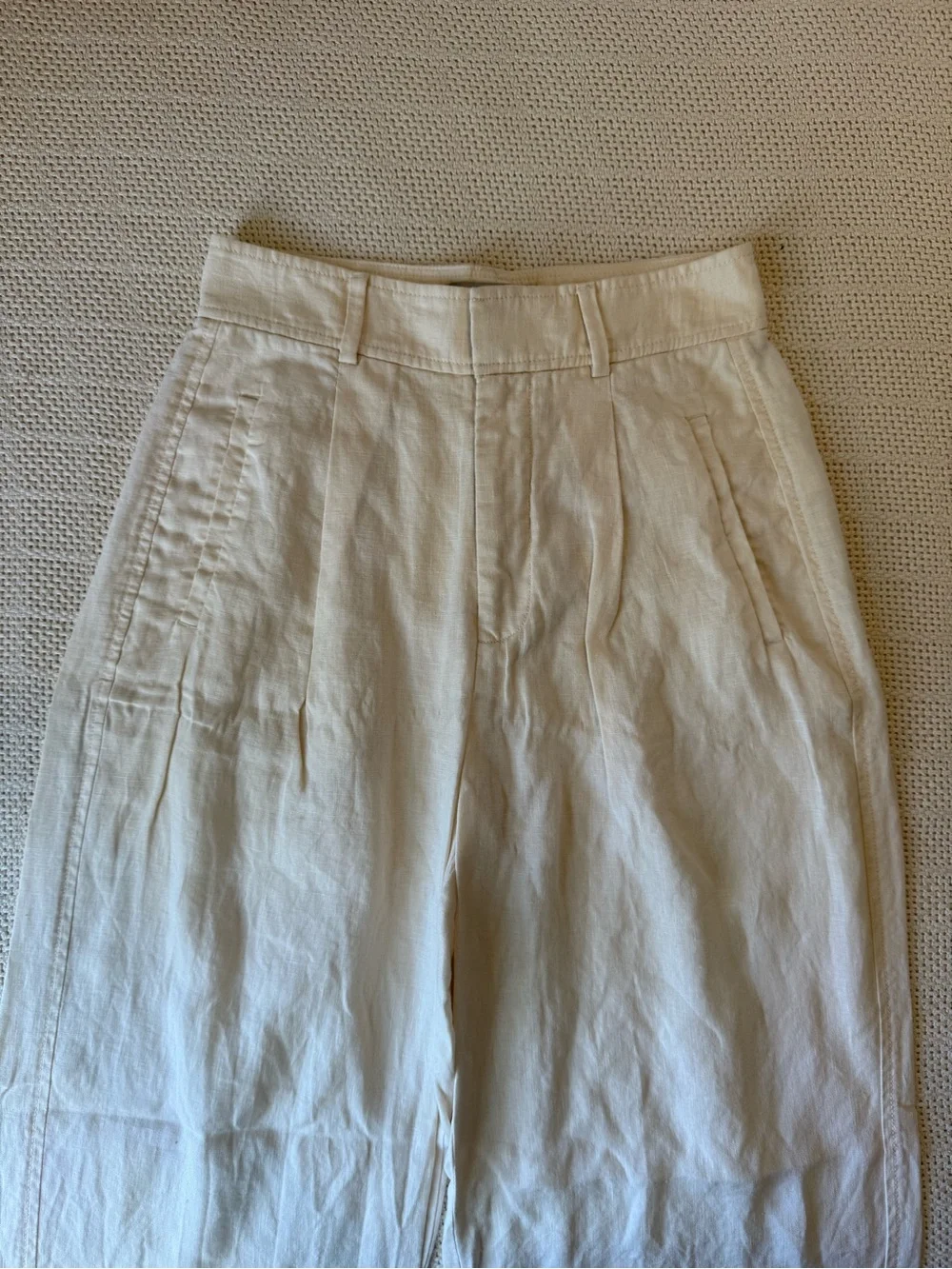 Everlane Way High Drape Linen Pants size 0 cream